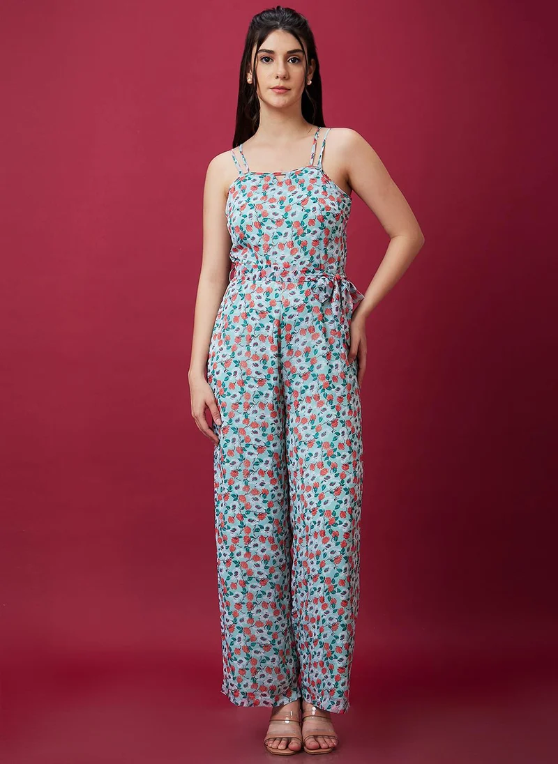 globus  Globus Women Floral Printed Shoulder Straps Waist Tie Ups Basic Jumpsuit for Women | Best Price UAE
